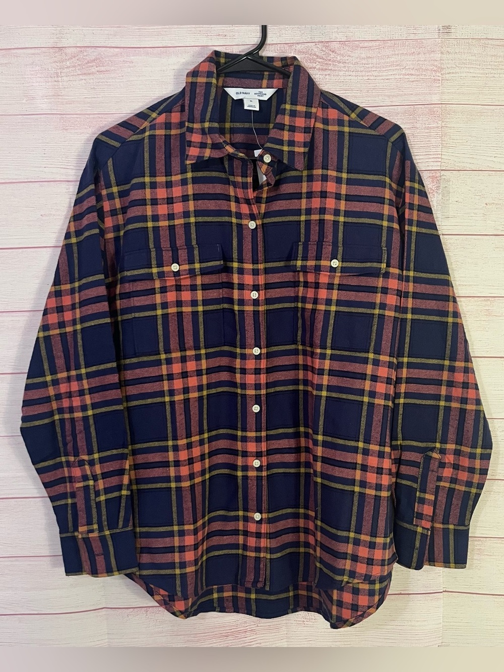 Old Navy NEW 100% Cotton The Boyfriend Flannel Button Down Shirt Size Medium